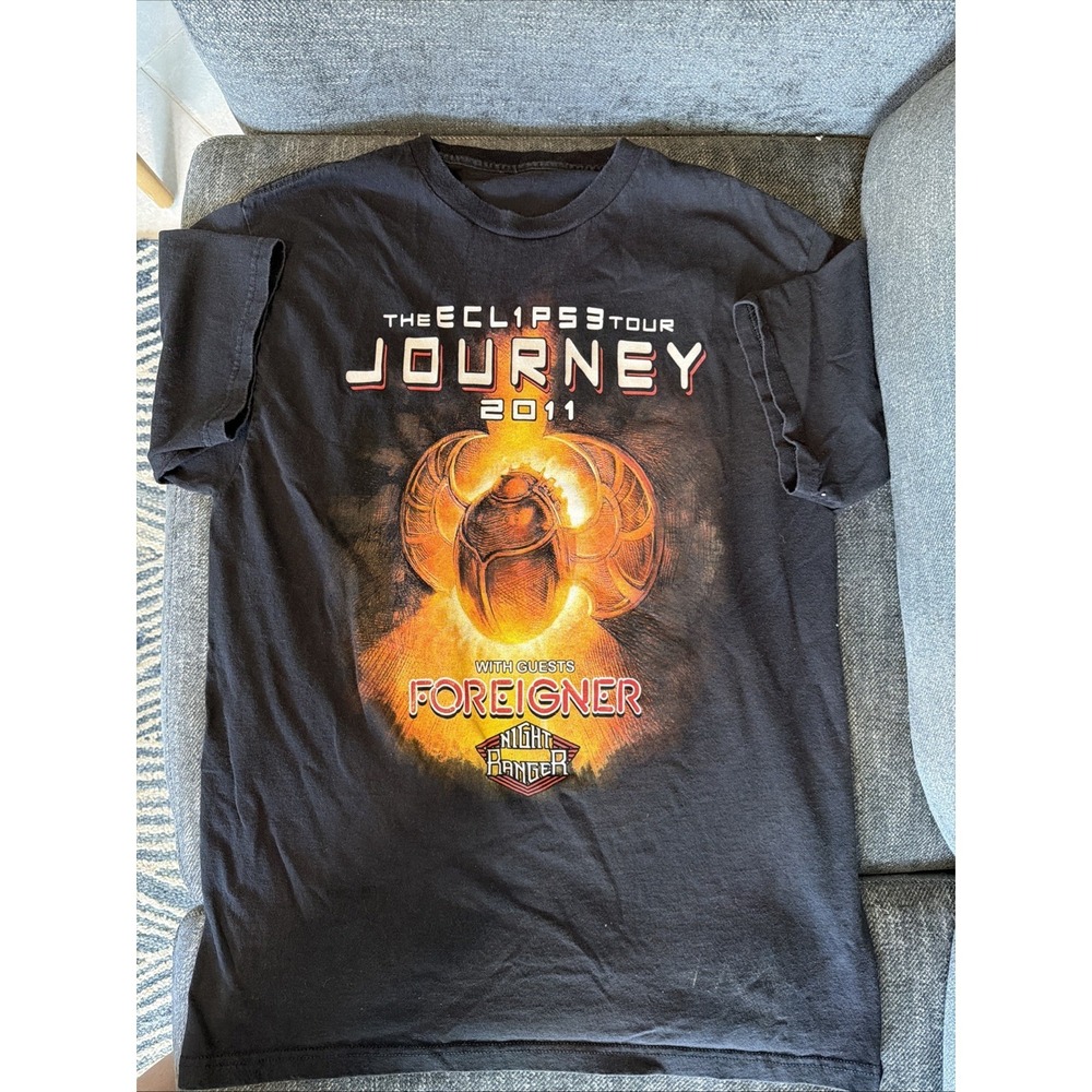 Journey Foreigner Night Ranger The Eclipse Tour 2011 Black T Shirt Mens faded